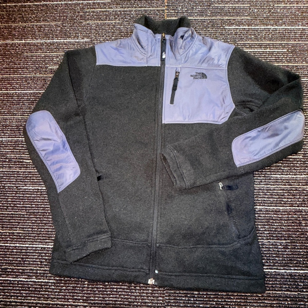 The North Face Fleece Jacket Boys XL Black Blue Denali Style Full Zip